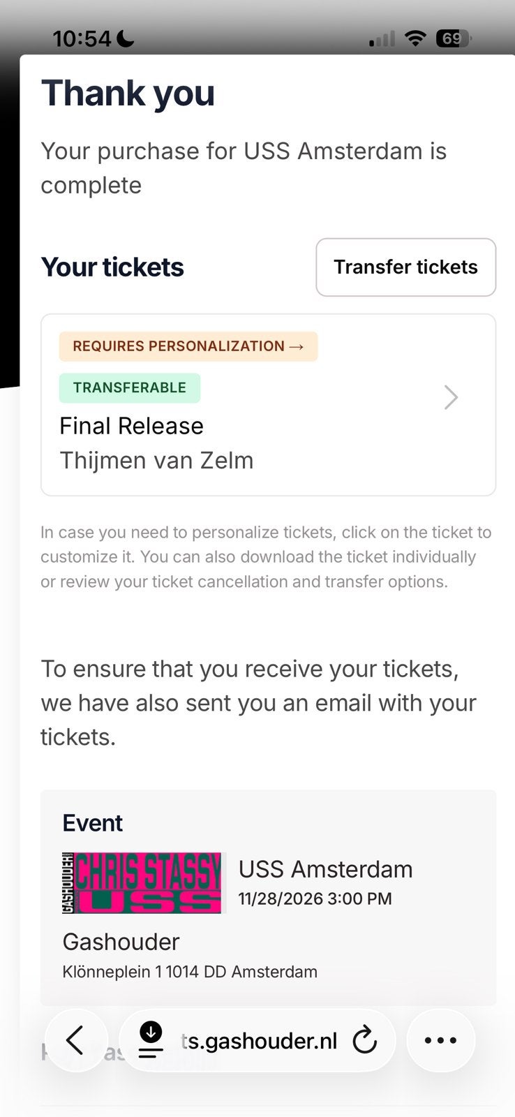 Chris stassy presents: USS ticket, Eén persoon