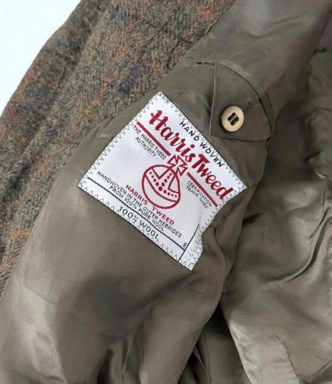 Vintage Harris Tweed Heren Colbert Wol wollen bruin Maat XL, Bruin, Maat 56/58 (XL), Ophalen of Verzenden, Zo goed als nieuw