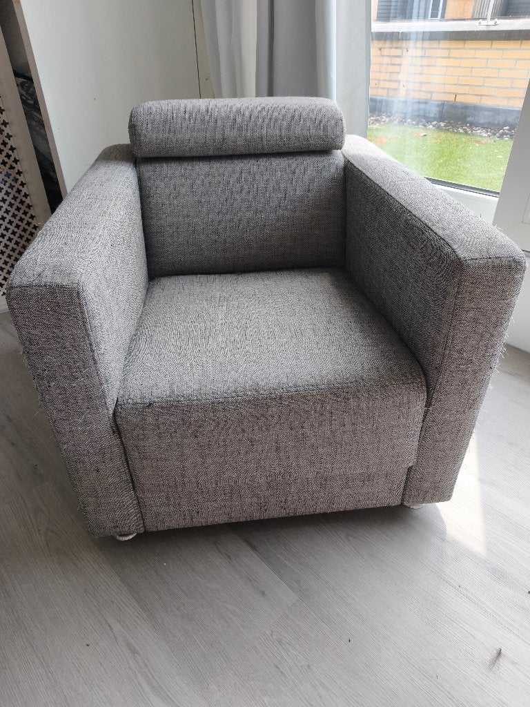 Gratis grijze fauteuil, Huis en Inrichting, Fauteuils, Ophalen, Gebruikt, 75 tot 100 cm, Stof