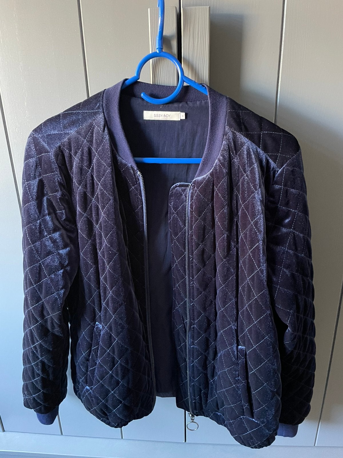 Donkerblauw velours jasje, Blauw, Ophalen of Verzenden, Zo goed als nieuw, Jasje