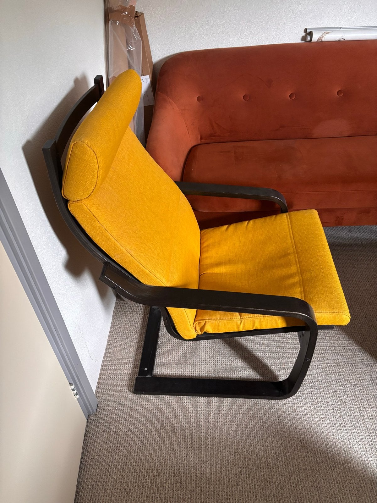 IKEA poang stoel met okergeel kussen, Ophalen, Gebruikt, Overige kleuren, Eén