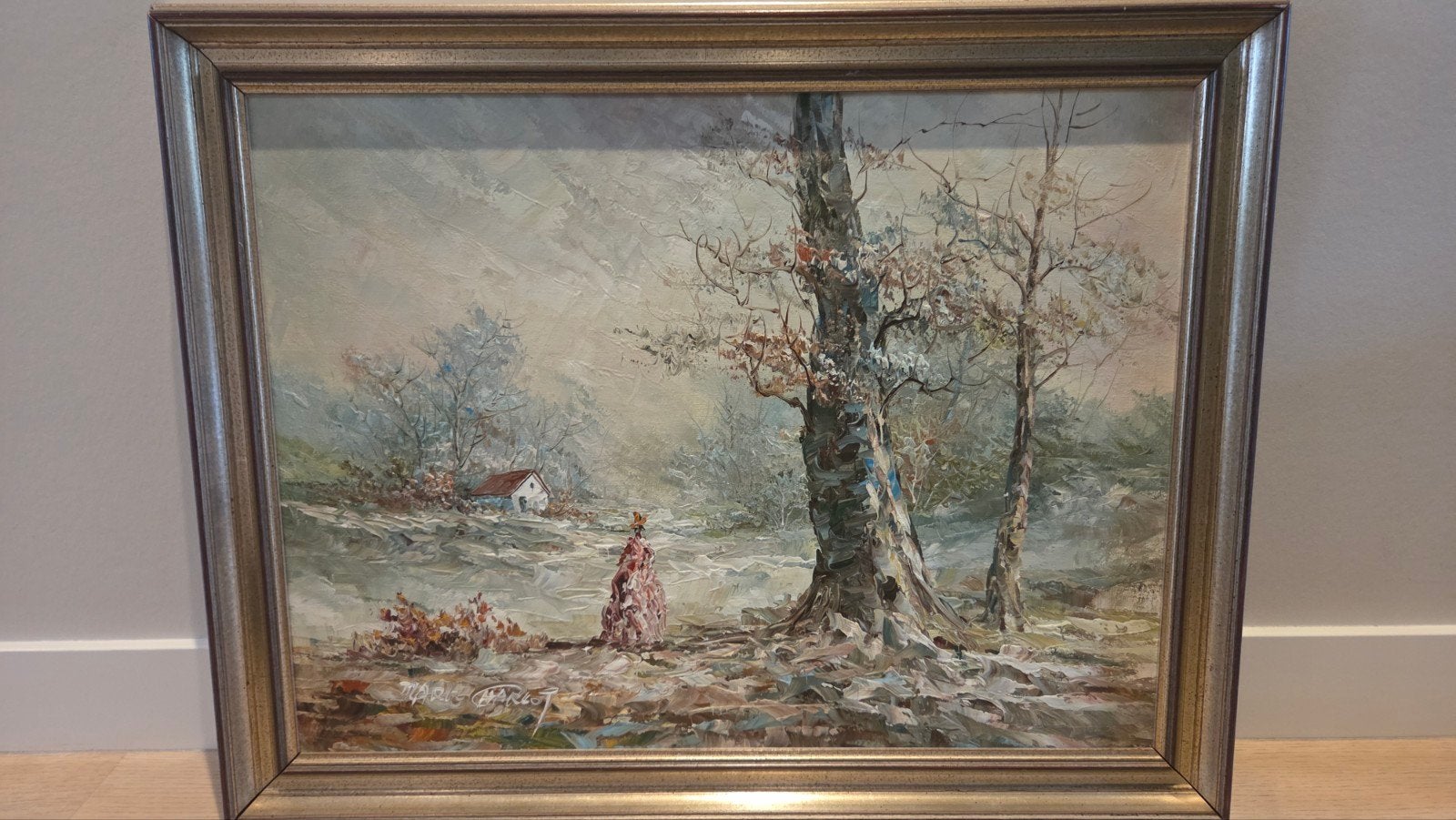 Schilderij Winterlandschap van Marie Charlot, Antiek en Kunst, Ophalen, Olieverf