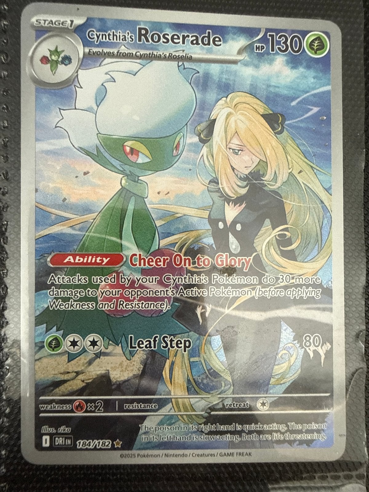 Cynthia's Roserade 184/182 Pokémon Kaart, Ophalen of Verzenden, Zo goed als nieuw, Losse kaart