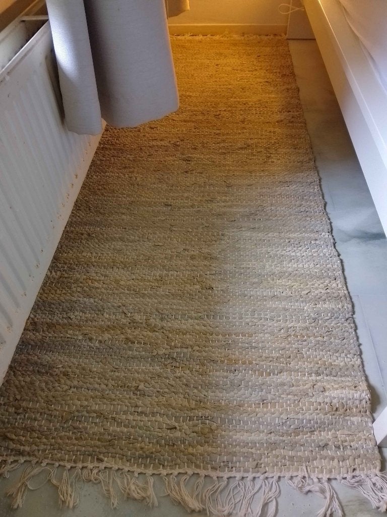 Lederen Vloerkleed/Loper (Aardetinten), Gebruikt, Crème, 200 cm of meer, Landelijk
