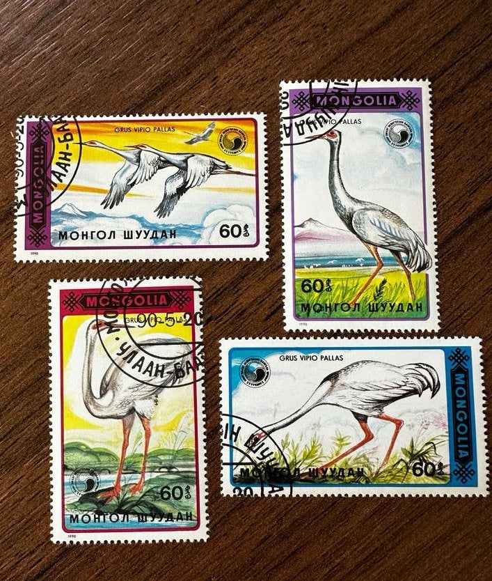 Mongolië 1990 Kraanvogels Gestempeld vogels Set, Ophalen of Verzenden, Gestempeld, Oost-Azië