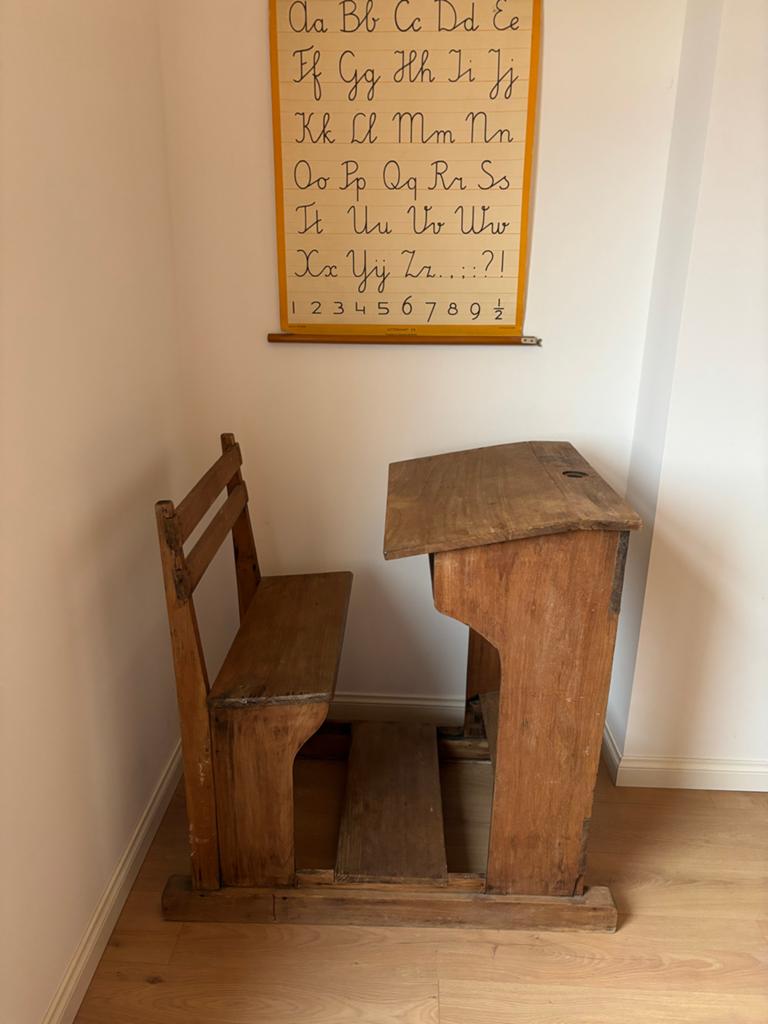 Antiek eikenhouten schoolbankje, Antiek en Kunst, Antiek | Meubels | Stoelen en Banken, Ophalen