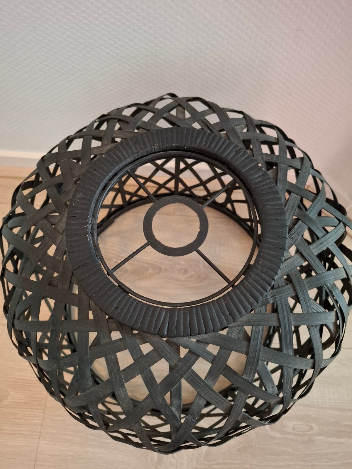 Zwarte bamboe hanglamp Kwantum, Ophalen, Zo goed als nieuw, Hout