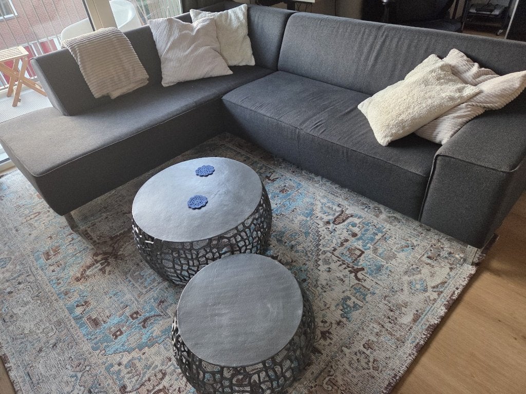 Prachtige MONTÈL hoekbank – Donkergrijs – 270 x 210 cm, 250 tot 300 cm, Gebruikt, Hoekbank, Ophalen of Verzenden