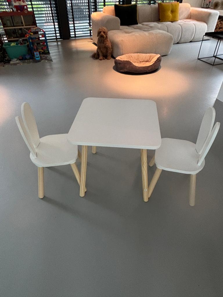 2 KONIJNENSTOELTJES MET TAFELTJE - WIT | PEUTERSTOELTJES, Ophalen, Tafel(s) en Stoel(en)