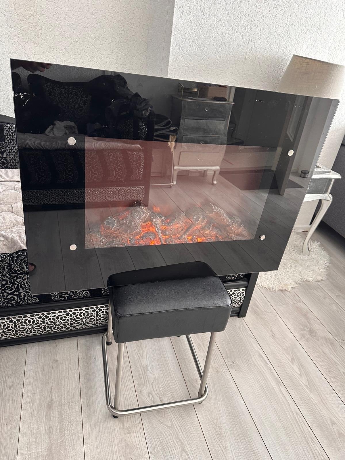 Moderne elektrische haard met glazen voorkant, Ophalen of Verzenden, Gebruikt, Hangende haard, Elektrische haard