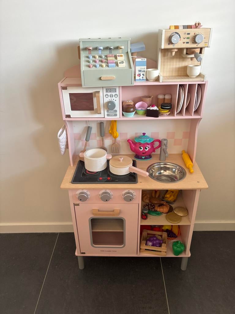 Houten speelkeuken met accessoires, Ophalen, Gebruikt