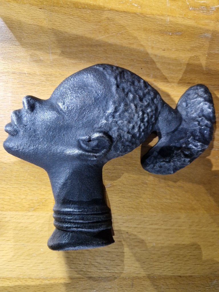 Gietijzeren hoofd van een Afrikaanse vrouw., Ophalen of Verzenden, Zo goed als nieuw, Mens