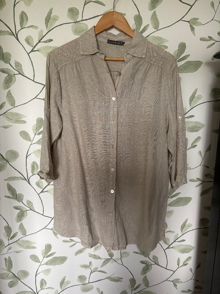 Ivy & you beige linnen blouse small 36, Kleding | Dames, Beige, Ophalen of Verzenden, Zo goed als nieuw, Maat 36 (S)