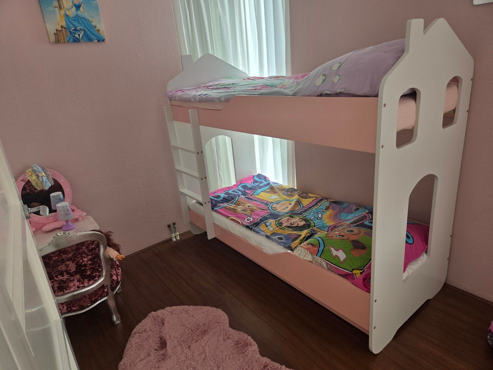 Leuk stapelbed in huisjesvorm voor kinder-/meisjeskamer, Gebruikt, 90 cm, 160 tot 180 cm, Tweepersoons