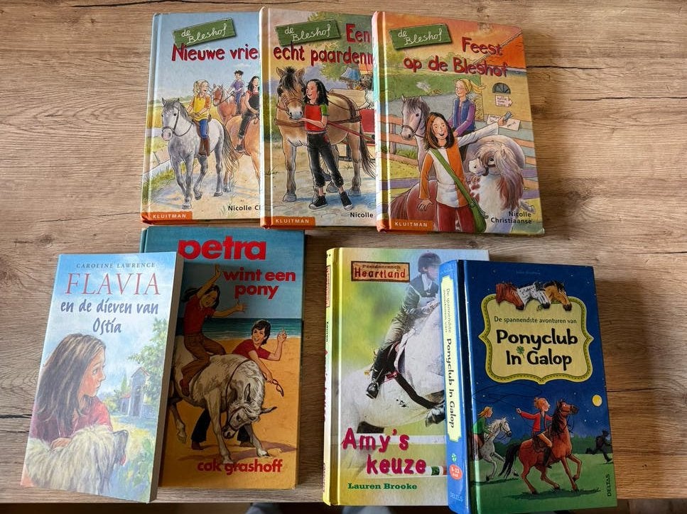7 paardenboeken en een paardentrui maat 152, Ophalen of Verzenden, Gelezen, Fictie algemeen