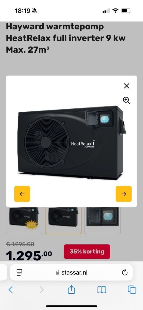 Hayward warmtepomp HeatRelax full inverter 9 kw Max. 27m³, Ophalen, Nieuw, Verwarming