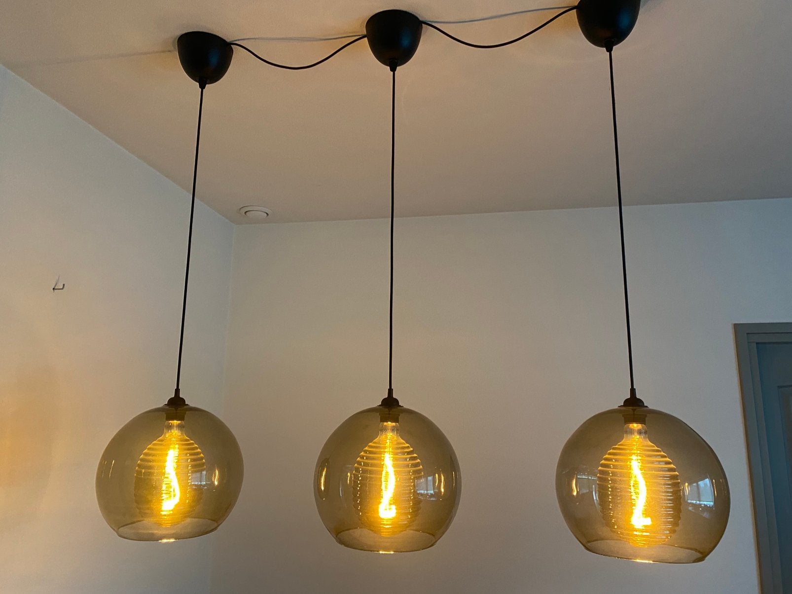 Ikea Jakobsbyn hanglampen 3x, Ophalen, Gebruikt, Glas, Minder dan 50 cm
