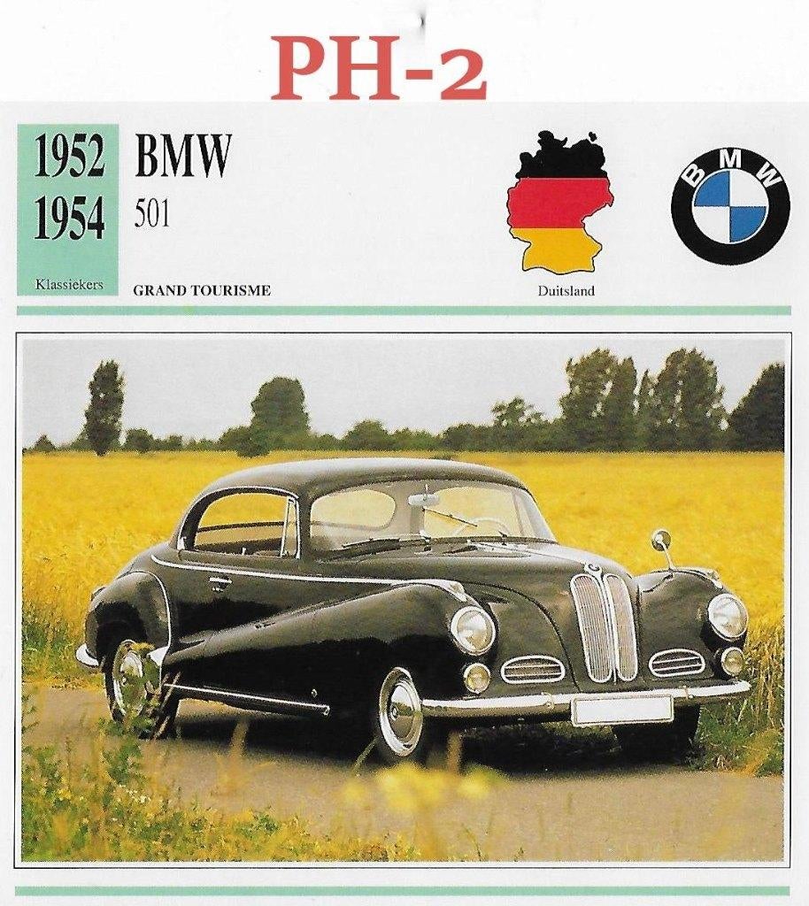 Ph2 Autokaart BMW 501 ( 1952- 1954 ), Ophalen of Verzenden, Zo goed als nieuw, Auto's