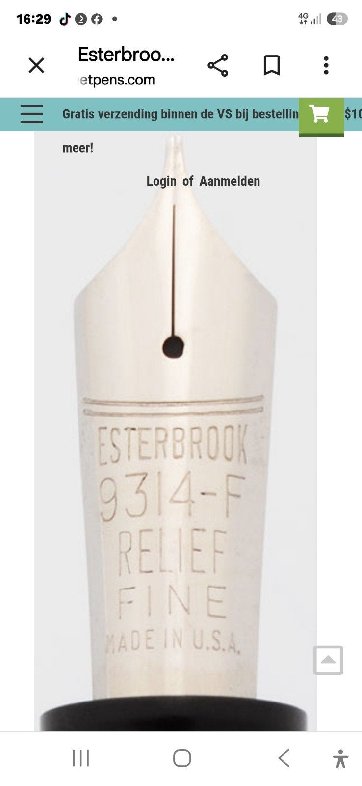 Esterbrook  Vulpen 'Icicle' Blauw (jaren '50) - Gerestauree, Verzamelen, Ophalen of Verzenden