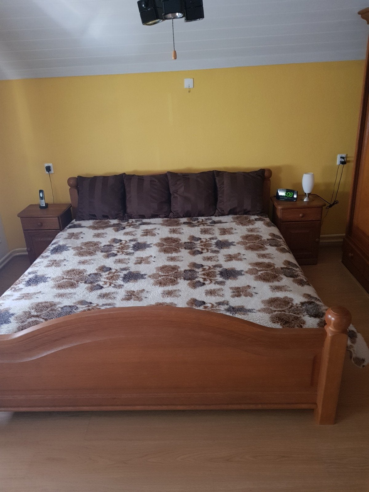 Eiken Bed ombouw met bodem, Gebruikt, Tweepersoons, Ophalen of Verzenden, 180 cm
