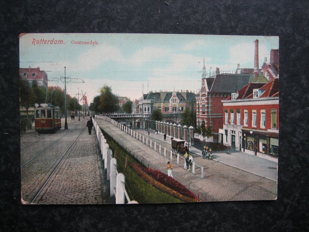 ROTTERDAM Oostzeedijk molen paard en wagen Tram 1912, Ophalen of Verzenden, Voor 1920, Zuid-Holland