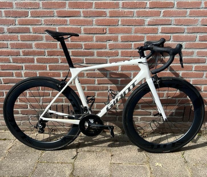 Giant TCR Adv carbon racefiets Wit maat M/L + powermeter, Fietsen en Brommers, Fietsen | Racefietsen, Ophalen, Carbon, Velgrem