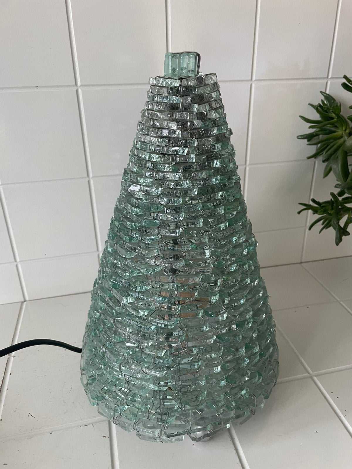 Vintage tafellamp van Tao Tesserine Glaskunstwerk 32cm, Ophalen, Glas