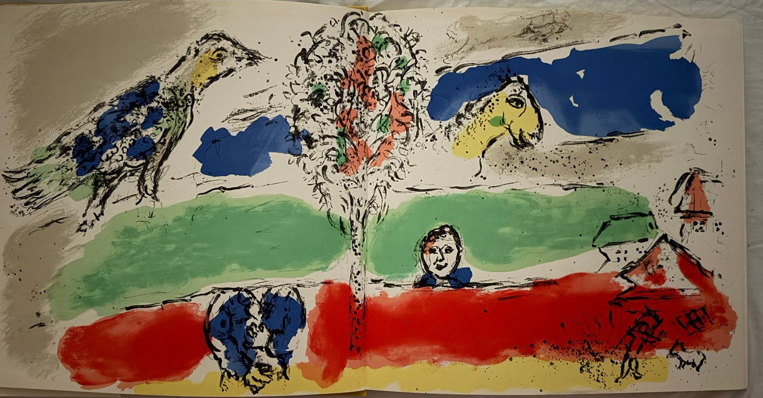 Chagall  litho. Le fleuve vert. 1974, Gelimiteerde oplage, Verzenden, Lithografie, Dieren en Natuur