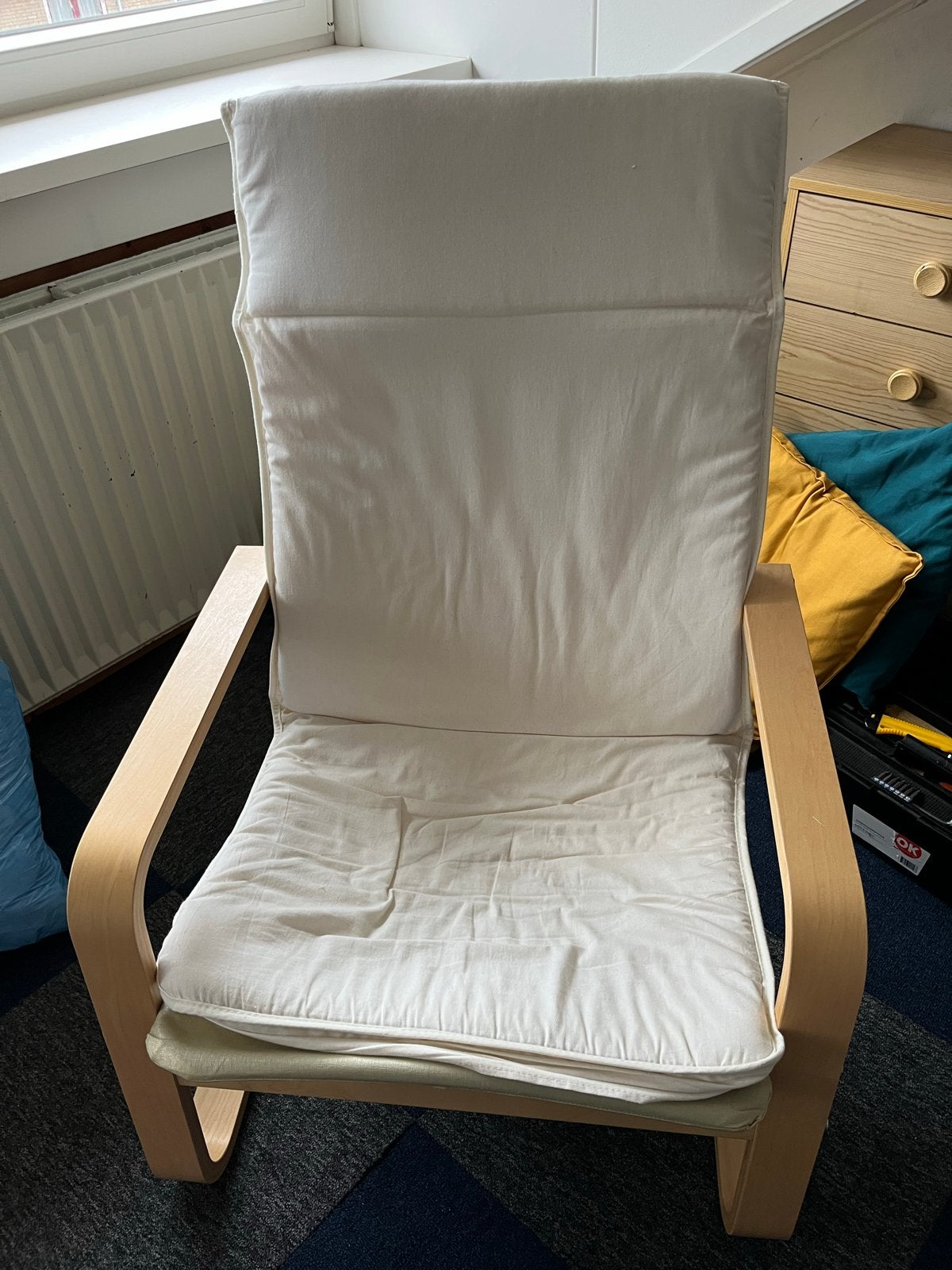 IKEA Poäng fauteuil met beige kussen, Ophalen, Gebruikt, Overige kleuren, Eén