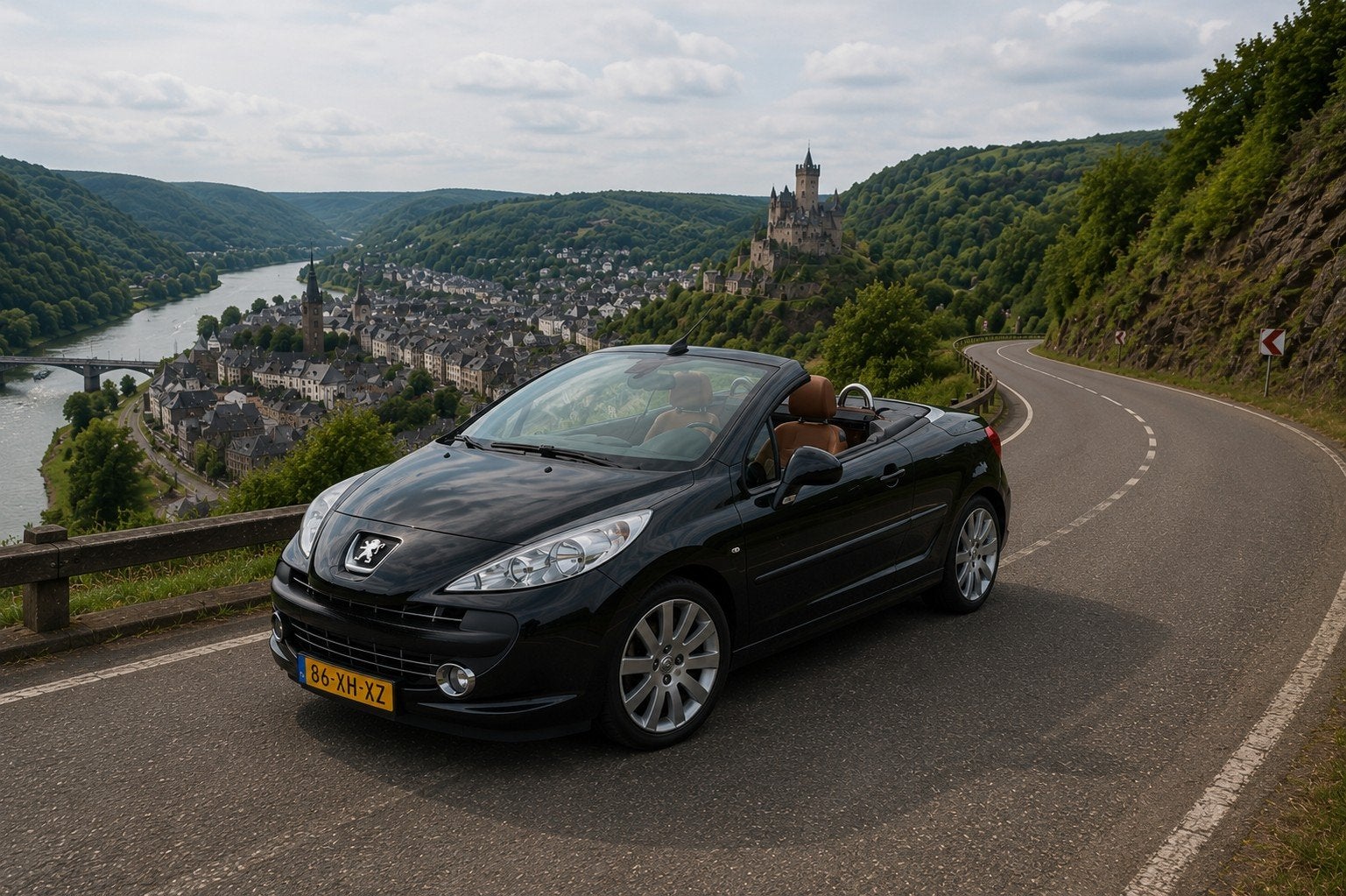 Peugeot 207 CC AUTOMAAT 2007 leder airco cabrio VAKANTIEGELD, Zwart, 4 cilinders, Cabriolet, 4 stoelen