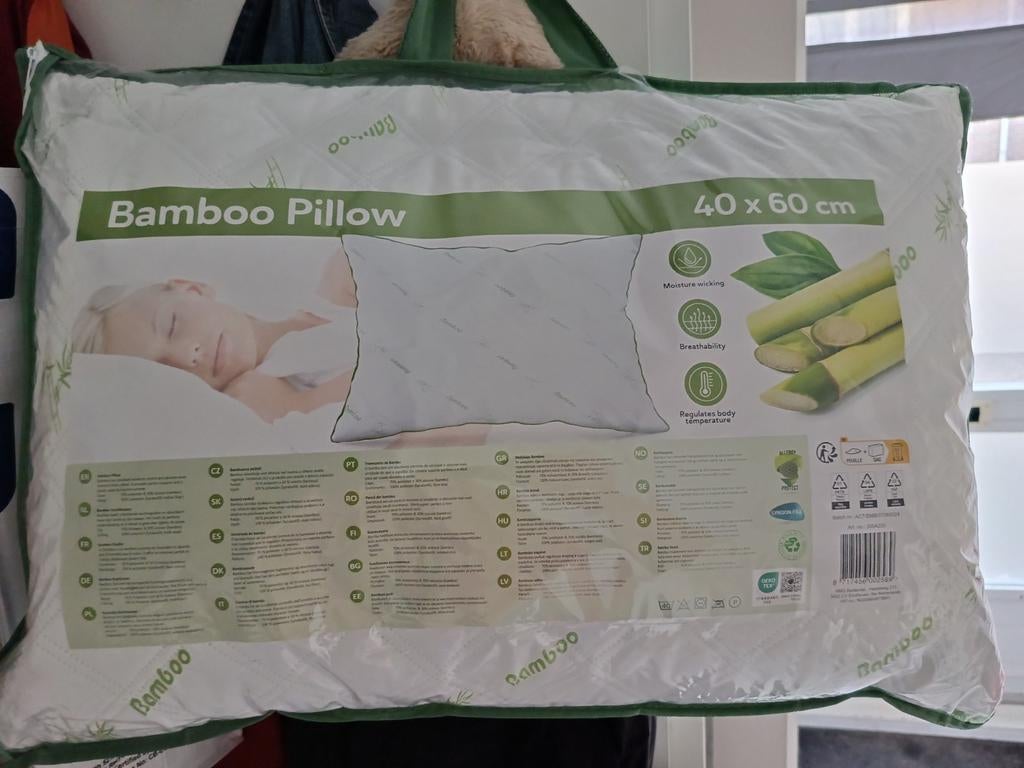Hoofdkussen bamboe 40x60. Nieuw., Eenpersoons, Wit, Nieuw, Ophalen of Verzenden