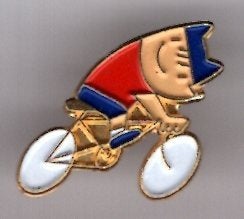 wielrenner koper PIN ( BLAD4_474, Verzenden, Nieuw, Sport, Speldje of Pin