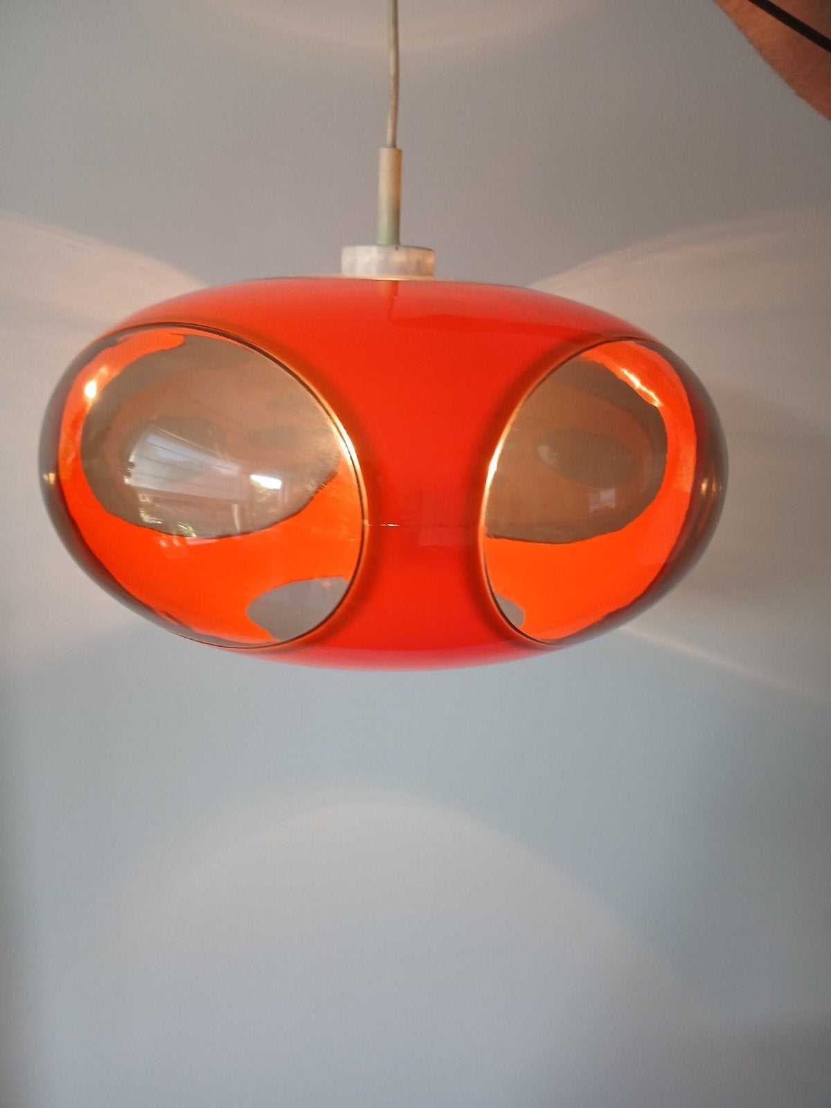Massive bug eye space age ufo jaren 60 hanglamp, Ophalen, Kunststof, Gebruikt, Luigi Colani vintage design Massive bug eye space age pop art