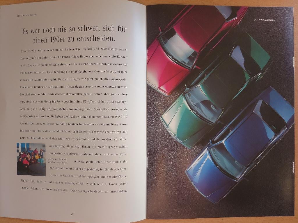 Unieke folder Mercedes 190 Avantgarde Rosso, Verde, Azzurro, Boeken, Ophalen of Verzenden, Nieuw, Mercedes