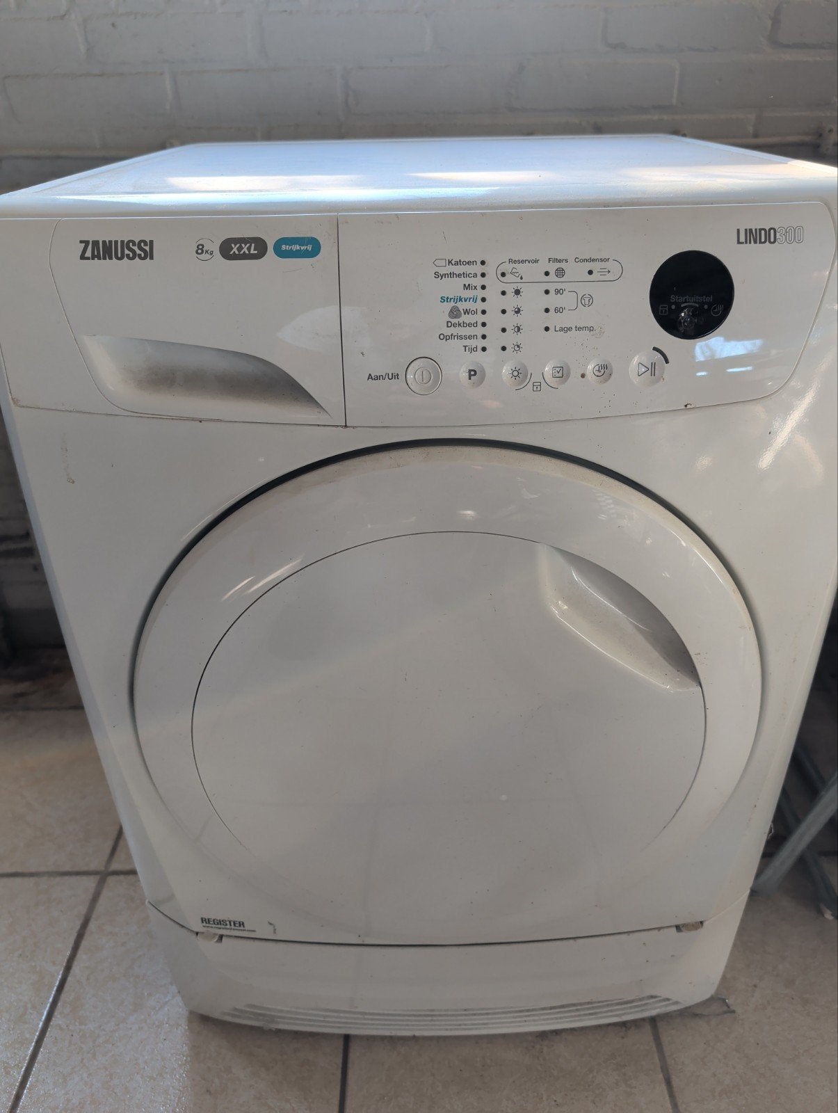 Zanussi Lindo 300 Condensdroger 8kg XXL, Ophalen, Gebruikt, Anti-kreukfase, 8 tot 10 kg