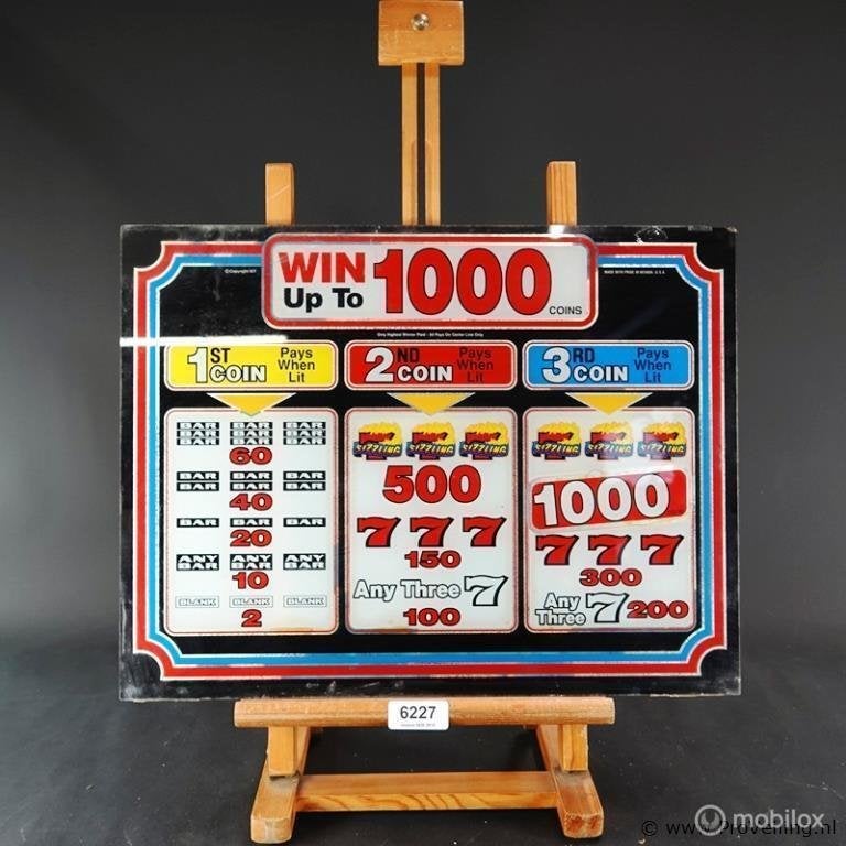 Online Veiling: Vintage uitbetalingsglas (paytable glass)..., Gebruikt