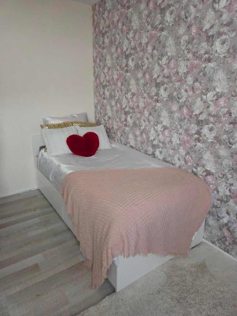 IKEA SLÄKT 1persbed met logeerbed eronder (90x200) kleur wit, Ophalen, Verstelbaar, 90 cm, Eenpersoons