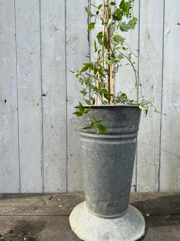 Oude zinken bloemvazen bloempotten, Ophalen