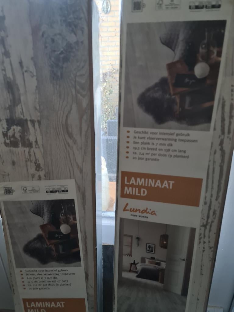 Lundia Laminaat Mild - 2.4 m² per doos, Doe-het-zelf en Verbouw, Vloerdelen en Plavuizen, Ophalen, 50 tot 150 cm, Nieuw, 10 m² of meer