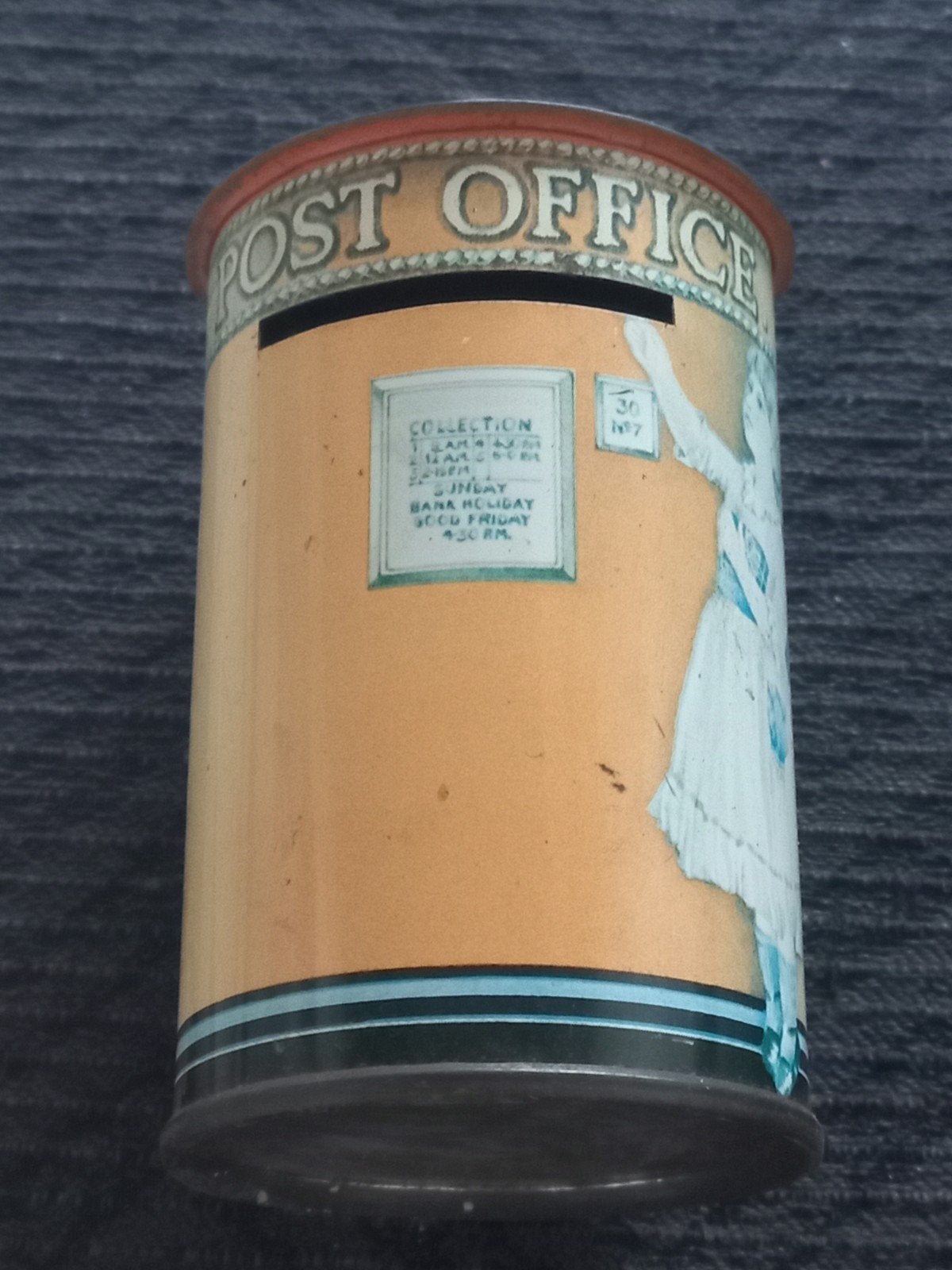 Vintage Engelse spaarpotblik jaren 50/60 Post Office, Ophalen of Verzenden, Gebruikt, Metaal of Blik, Overige thema's