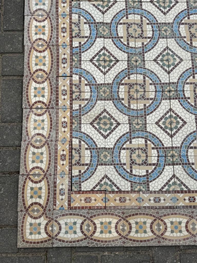 Antieke vloertegels mozaïek patroon. 10m2, Doe-het-zelf en Verbouw, Tegels, Gebruikt, Keramiek, Minder dan 20 cm, 10 m² of meer