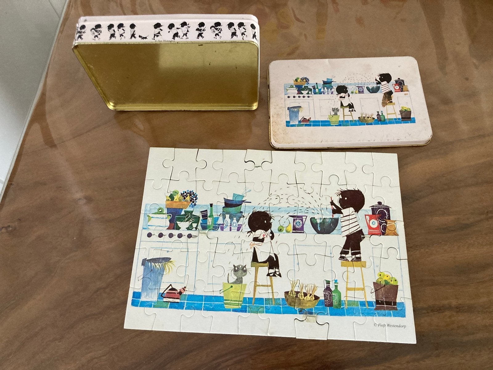 Vintage Jip & Janneke Puzzels - 1 Grote en 4 Kleine, Ophalen of Verzenden, Meer dan 50 stukjes, Gebruikt, 4 tot 6 jaar