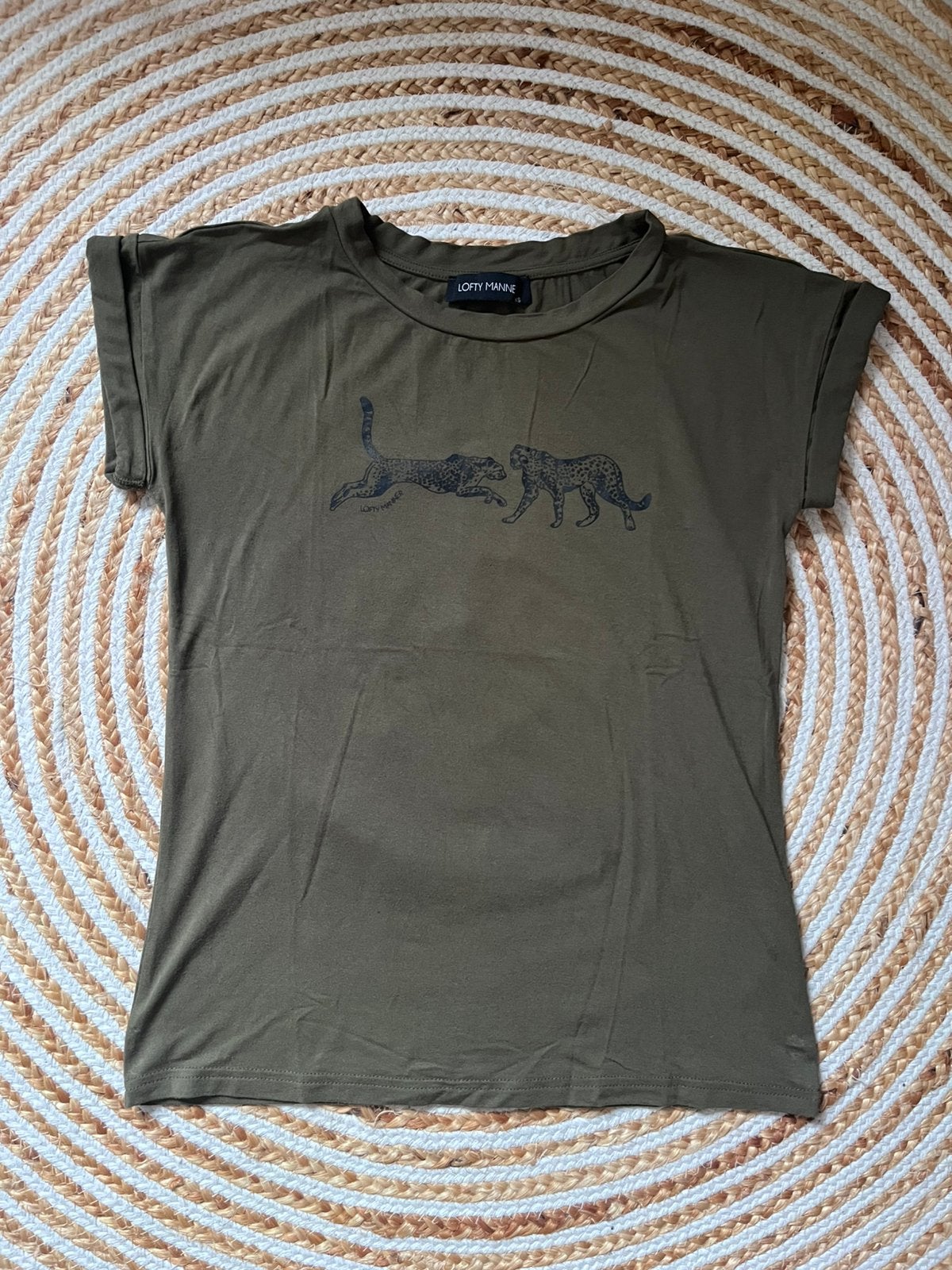 Leger olijfgroen Lofty Manner T-shirt panters 🐆 maat XS, Lofty Manner, Ophalen of Verzenden, Zo goed als nieuw, Korte mouw