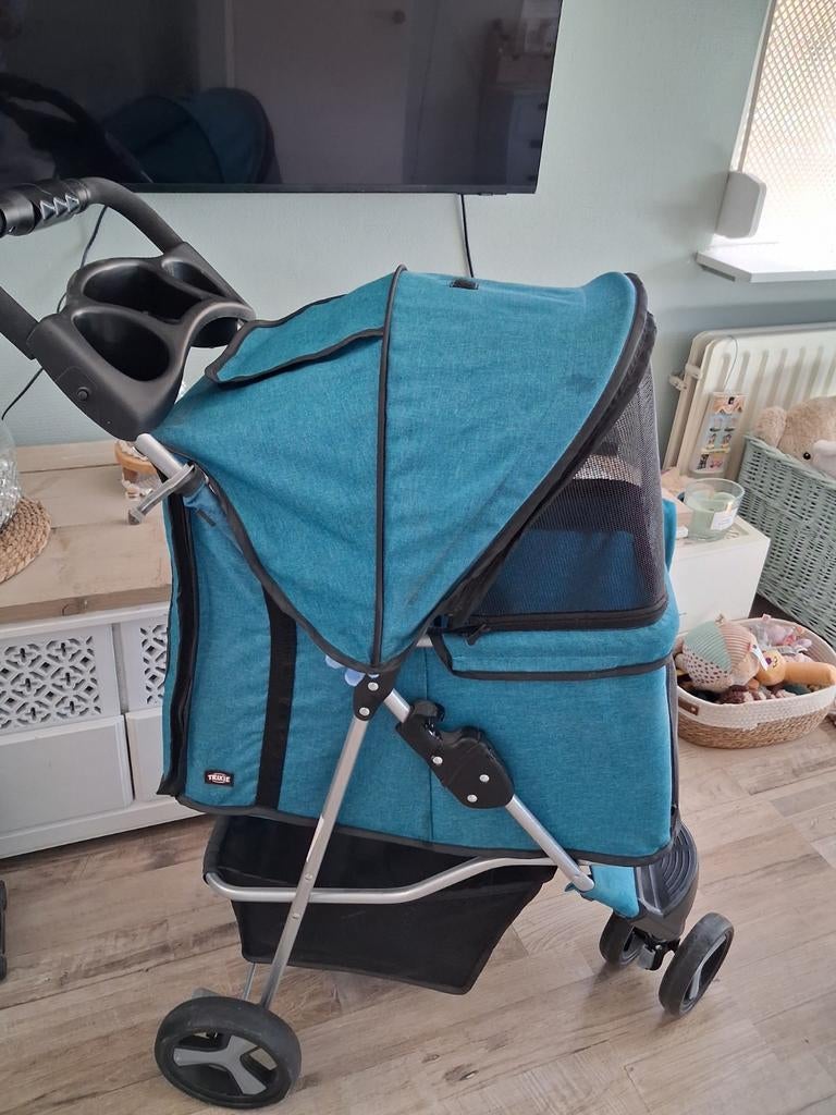 Weinig gebruikte hondenbuggy  Trixie Buggy Turquoise, Dieren en Toebehoren, Ophalen