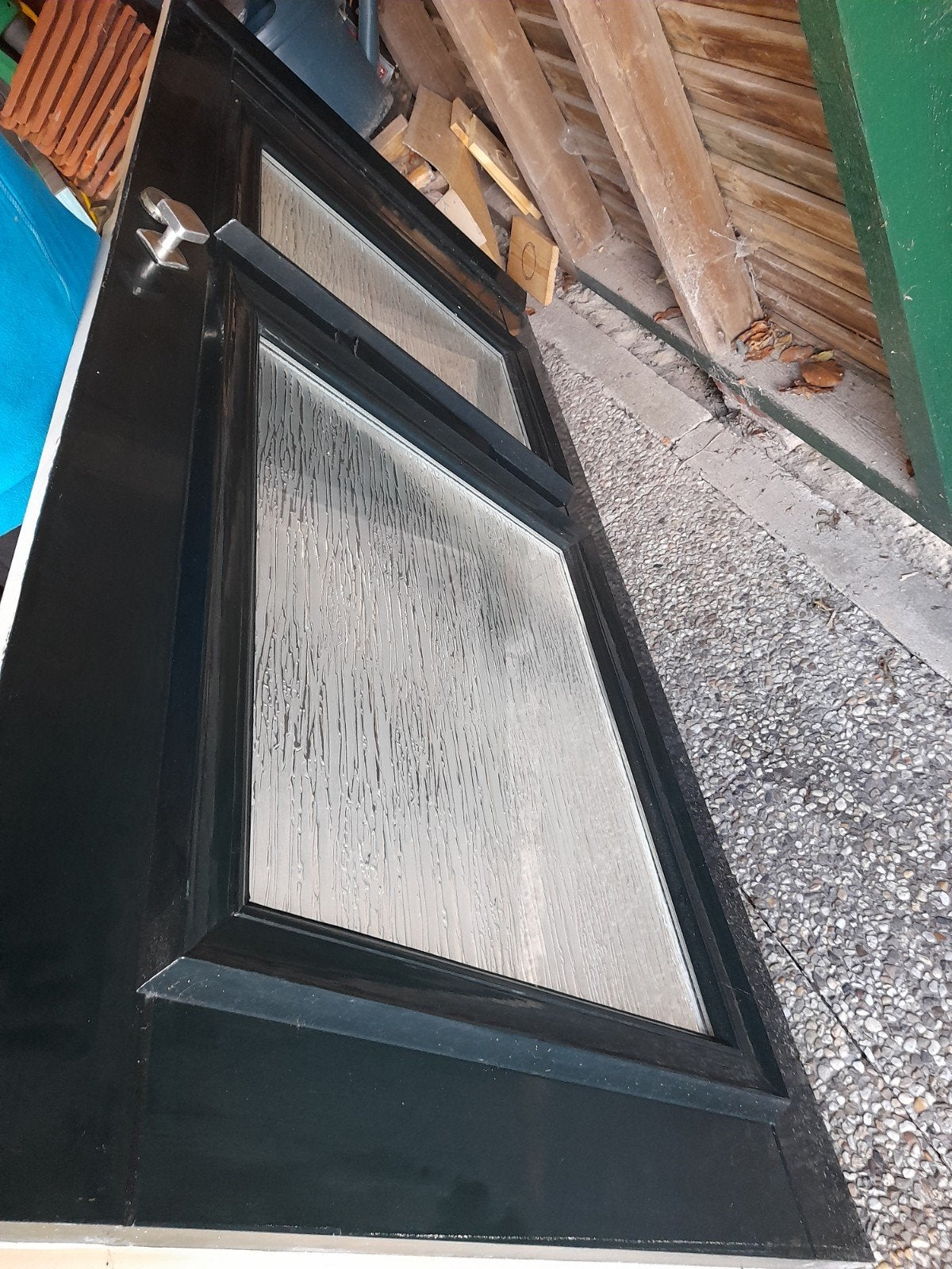 Hardhouten Donkergroene Voordeur, Doe-het-zelf en Verbouw, Ophalen, Gebruikt, 80 tot 100 cm, Buitendeur