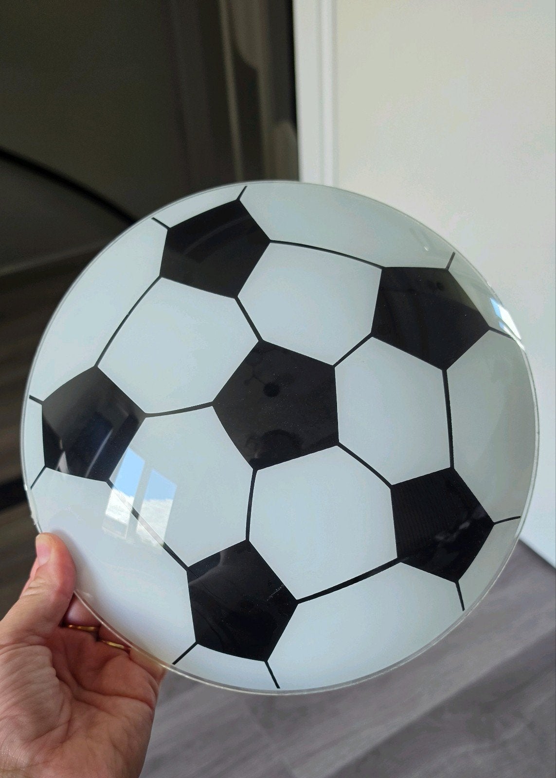 Voetbal plafondlamp - perfect voor kinderkamer, Ophalen, Wit, Gebruikt, Kunststof