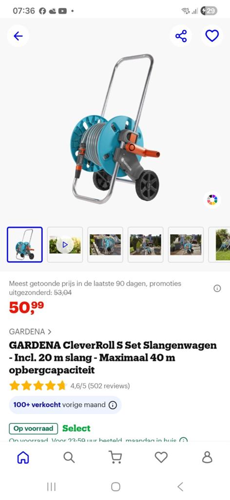 GARDENA CleverRoll S Set Slangenwagen - 20m slang, Ophalen of Verzenden, Zo goed als nieuw, Tuinslanghaspel