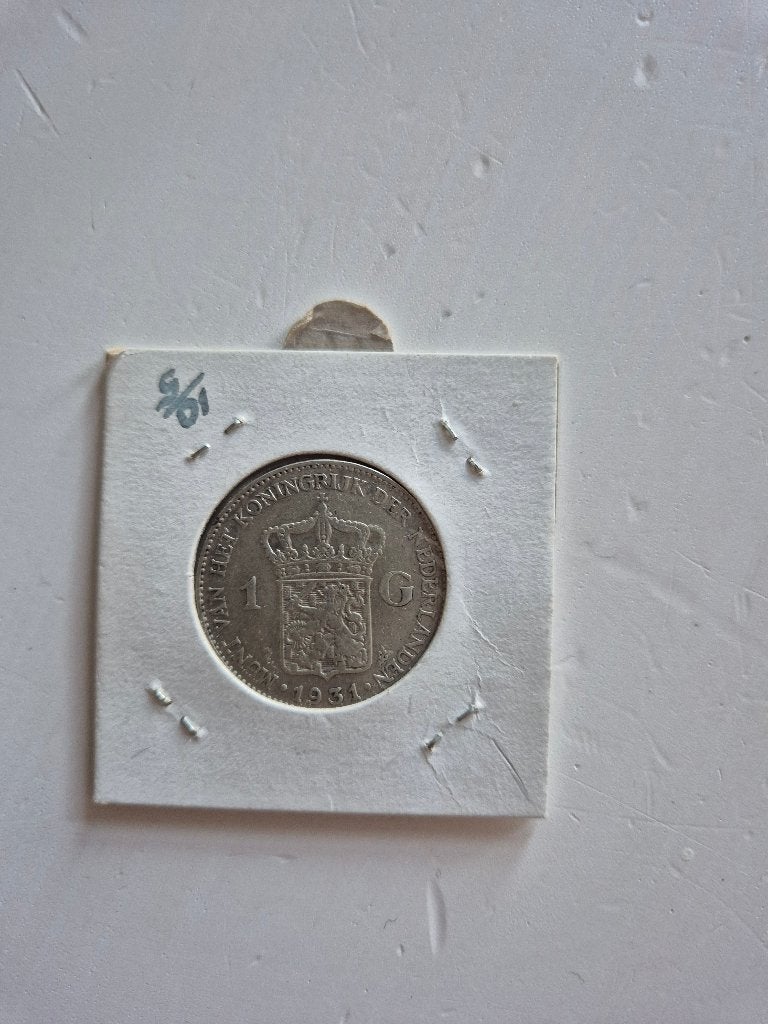 Zilveren gulden 1931 Wilhelmina, 1 gulden, Zilver, Ophalen of Verzenden, Koningin Wilhelmina