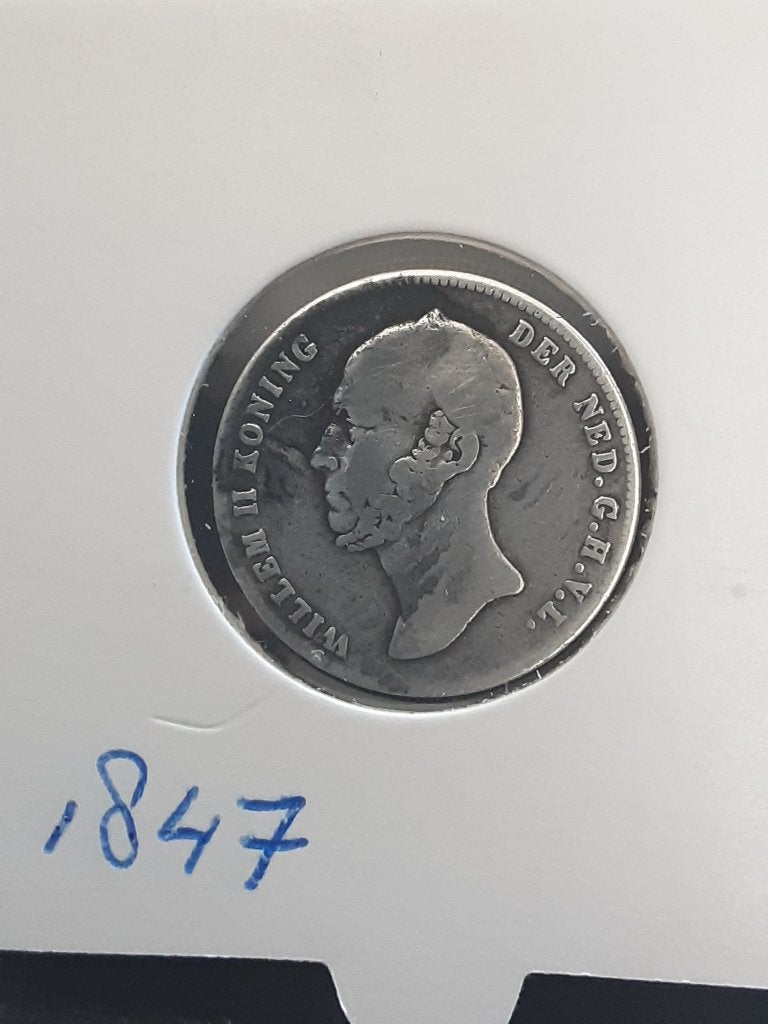 1/2 gulden 1847 Koning Willem II, ½ gulden, Verzenden, Zilver, Losse munt