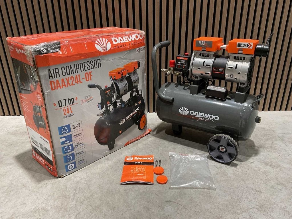 Daewoo DAAX 24L luchtcompressor olievrij nieuw in doos ‼️